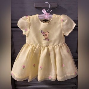 6 Month Disney Store Winnie the Pooh Yellow Dress with Flower Embroidery